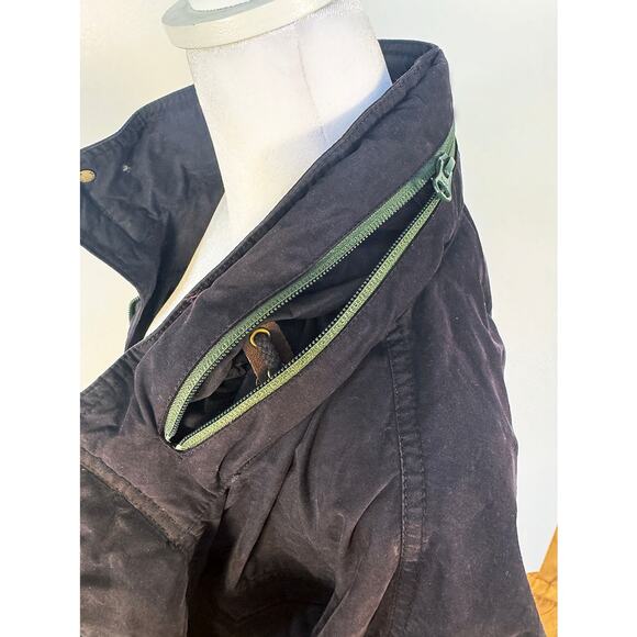 Vintage Orvis Chore Coat Jacket Size XL Denim Utility Hideaway Hood BLUE - Picture 7 of 7